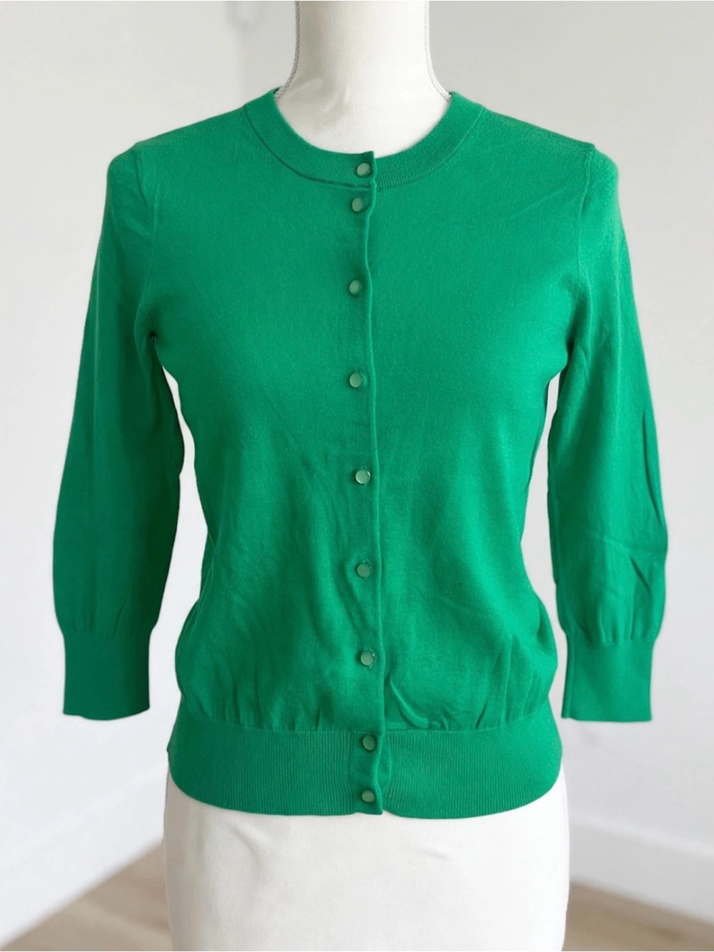 J Crew Green Crewneck Button-Front Women's Cardigan Green Size S